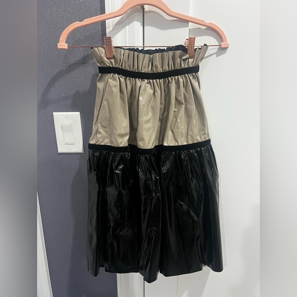 Melange Glossy Black and Tan Skirt
